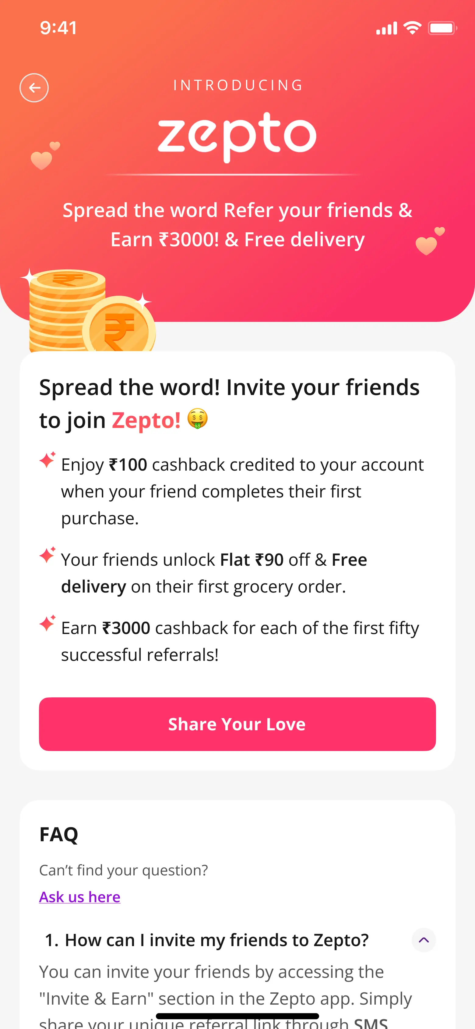 Zepto Refer Friends