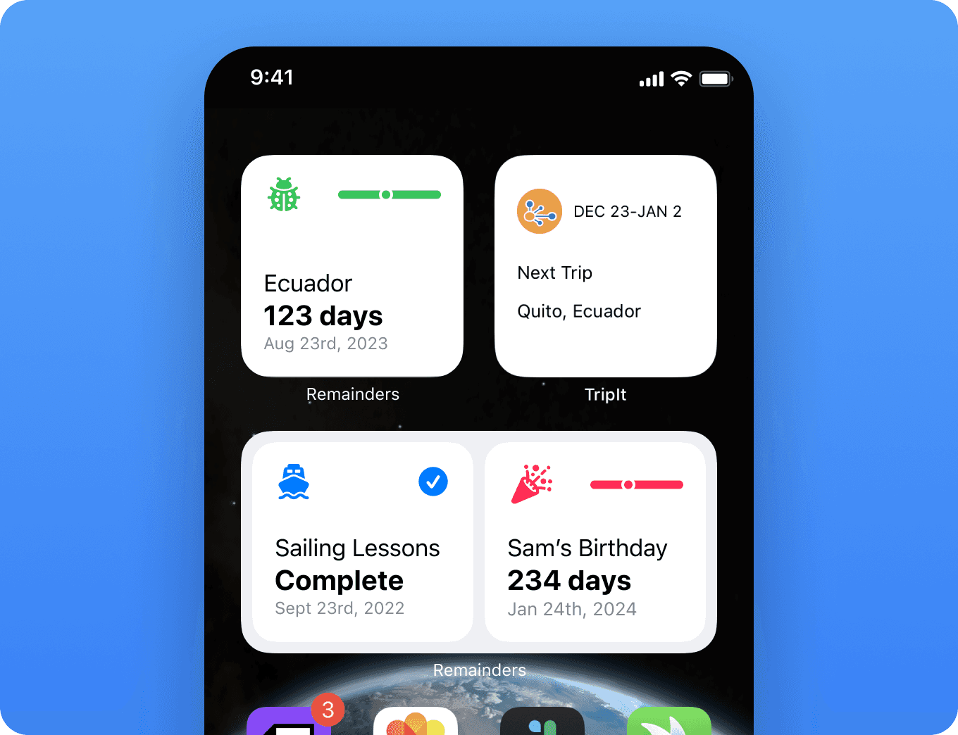 Home Screen WIdgets in Multiple Sizes