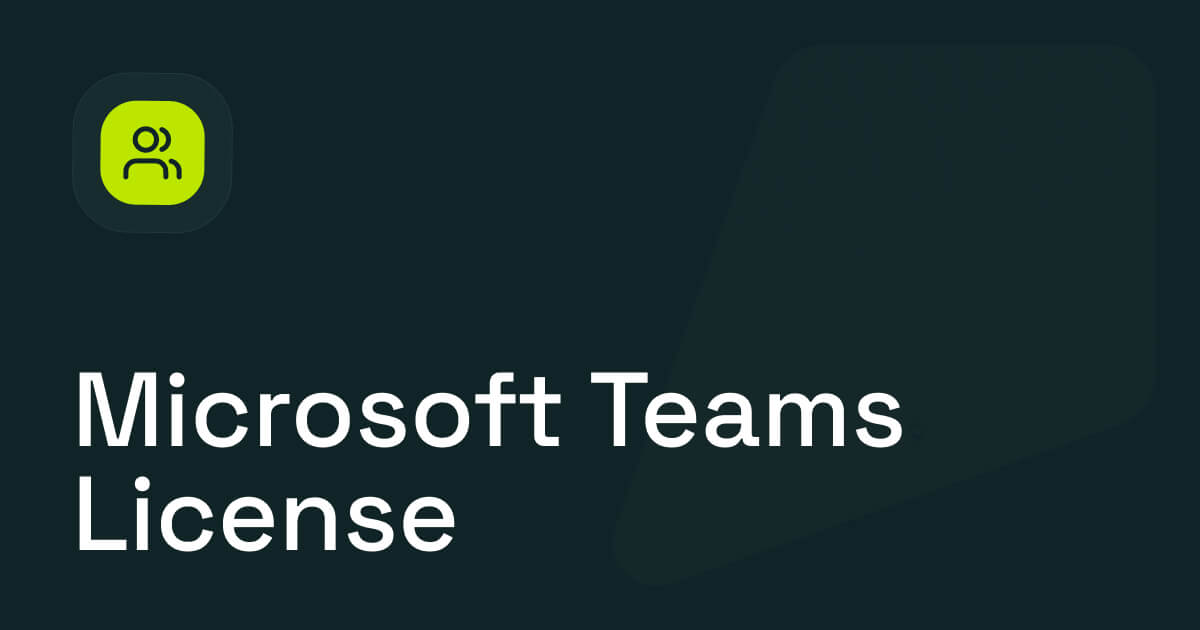 Microsoft Teams license title banner with abstract background and user icon.