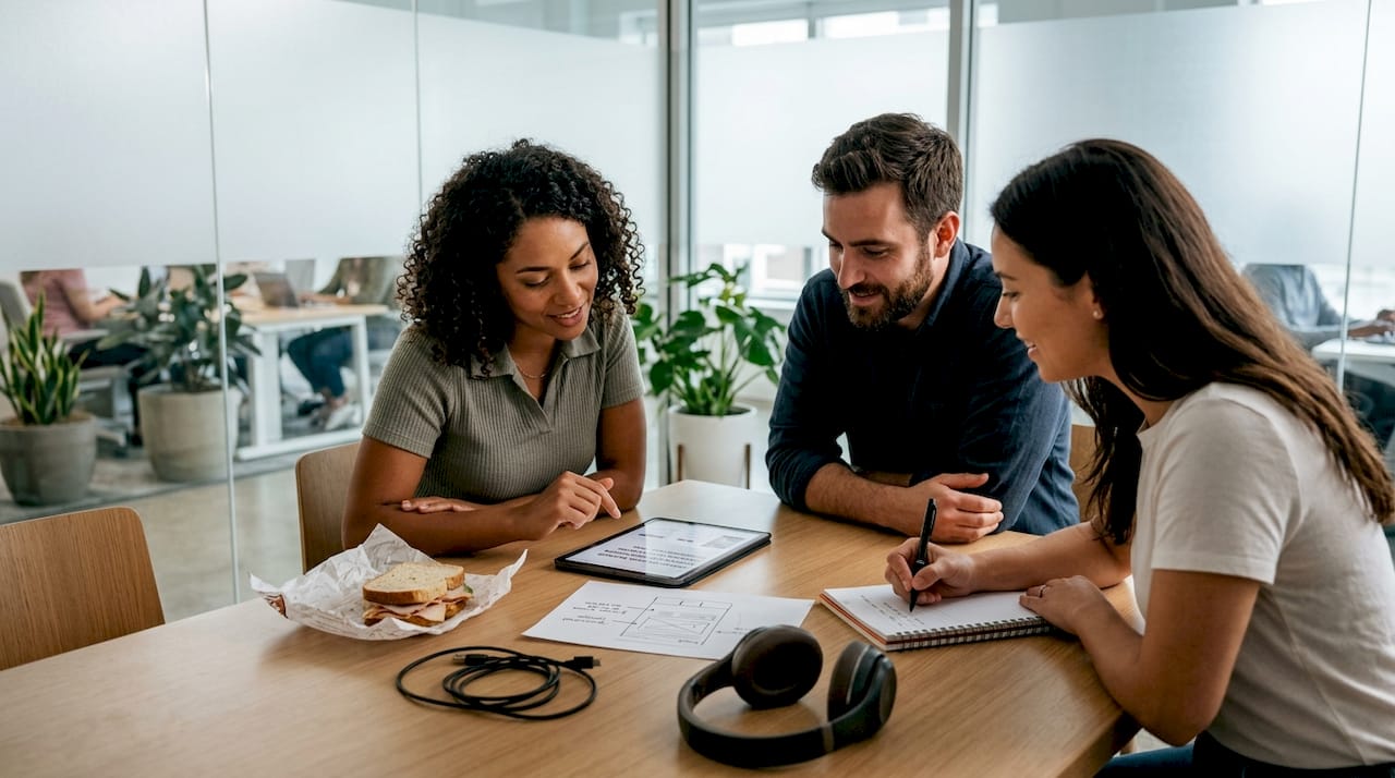 Designers reviewing interface for localization issues