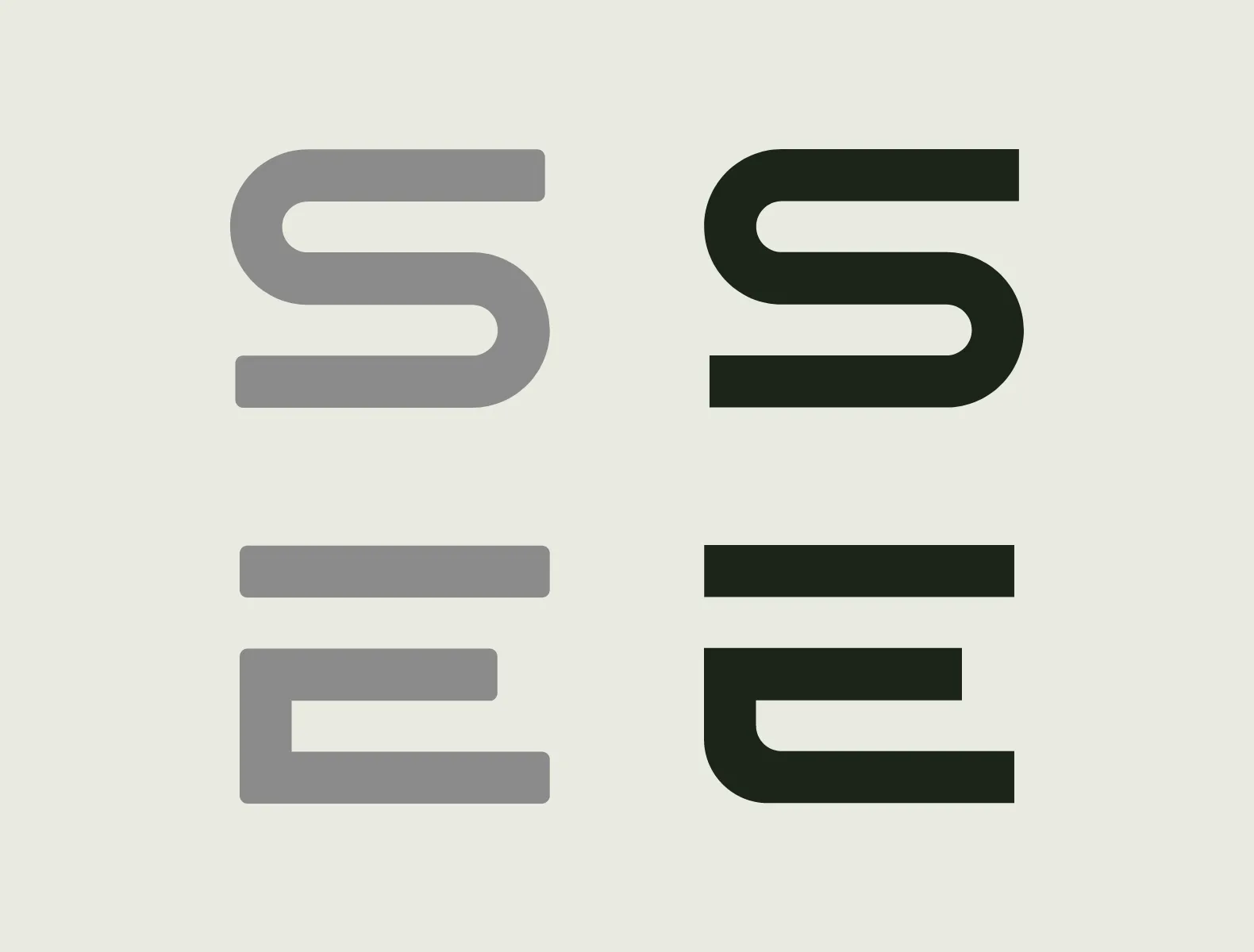 A before and after of the typography changes done on the S and the E. The letters now have sharper enges and the bottom of the "E" is curved.