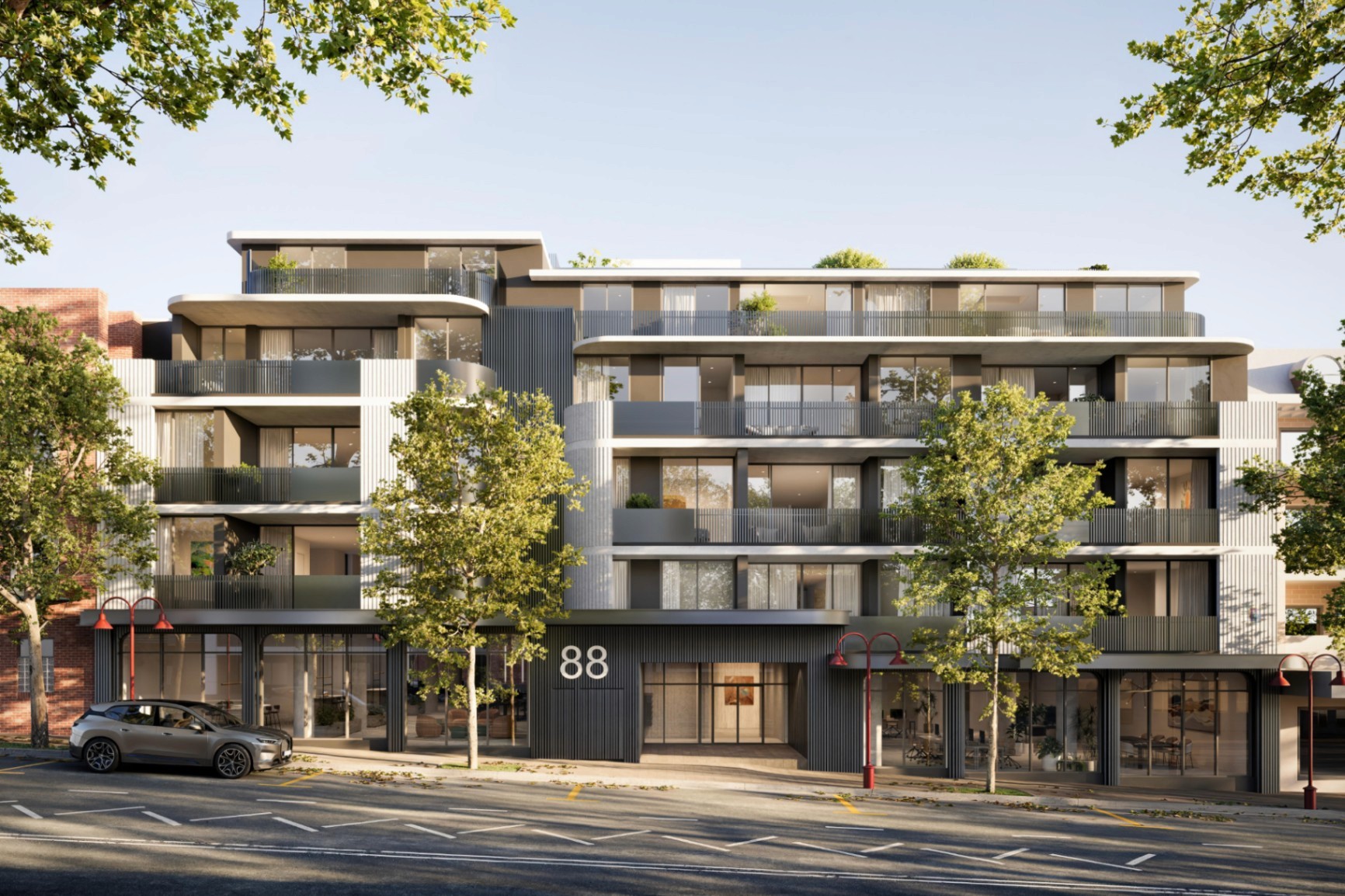 Street-level exterior of Alex & Willow at 88 Alexander Street, Crows Nest, a boutique off-the-plan apartment development available via Coposit.