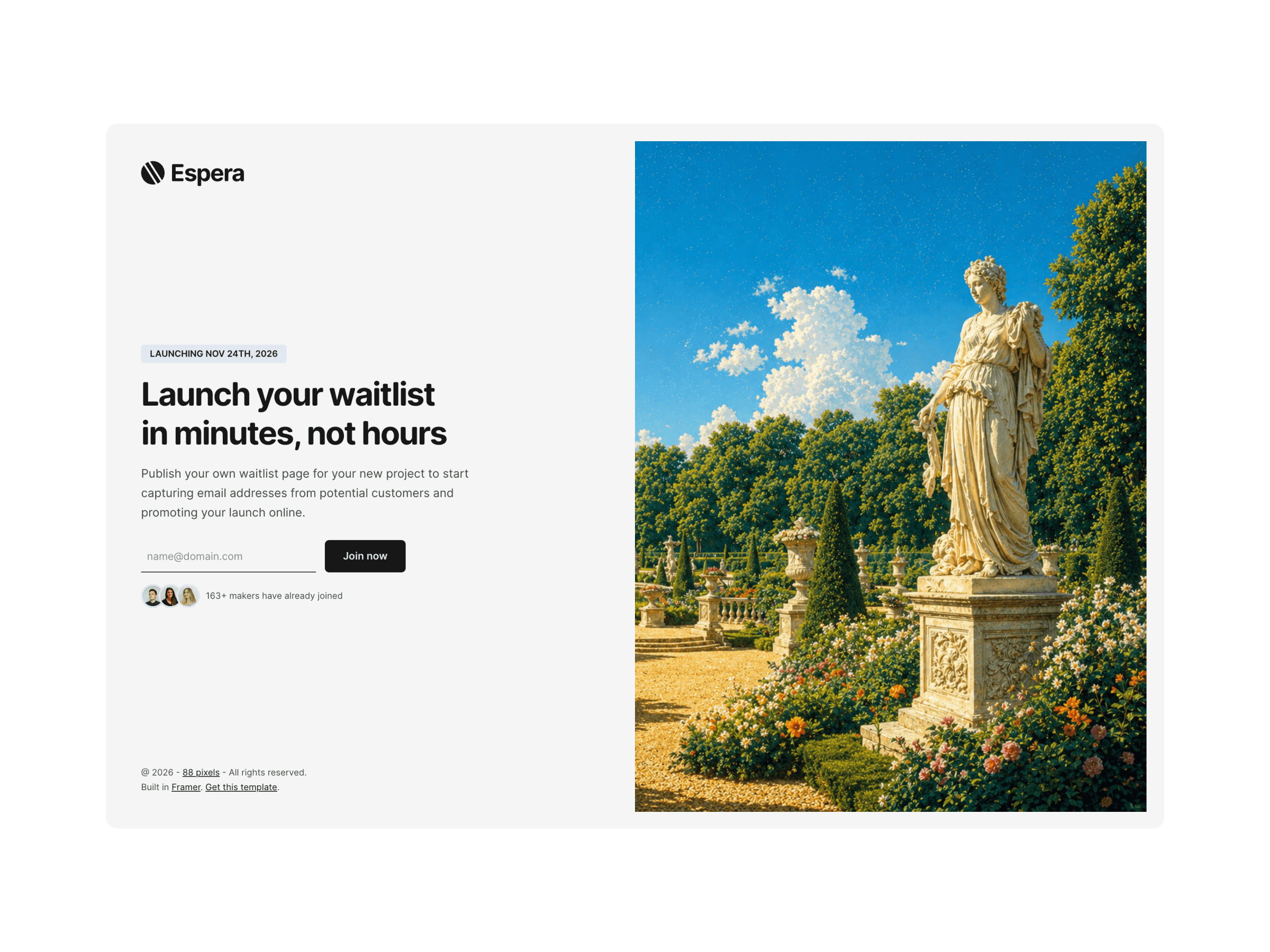 Espera Framer template preview