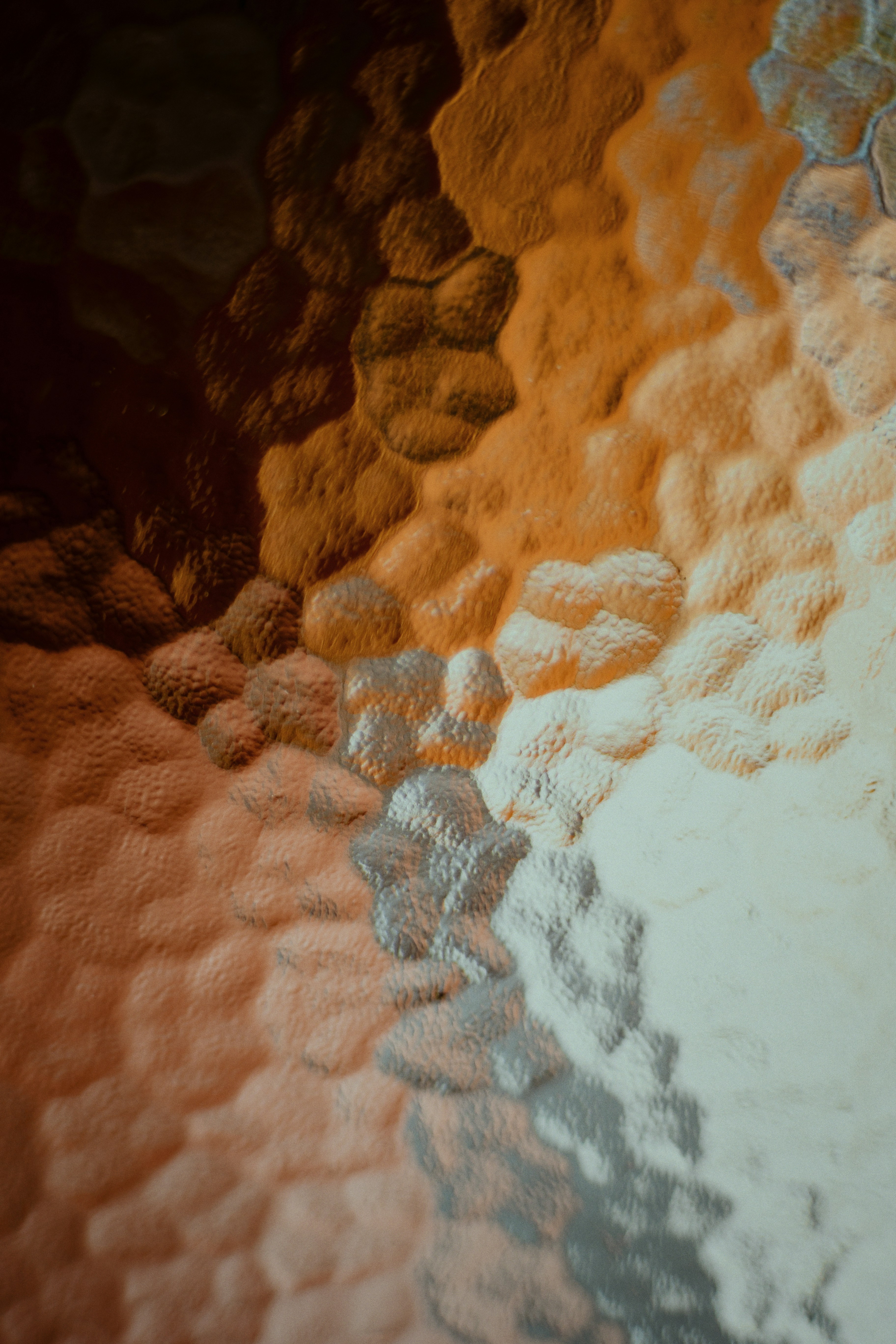 Abstract view of textured, translucent glass.