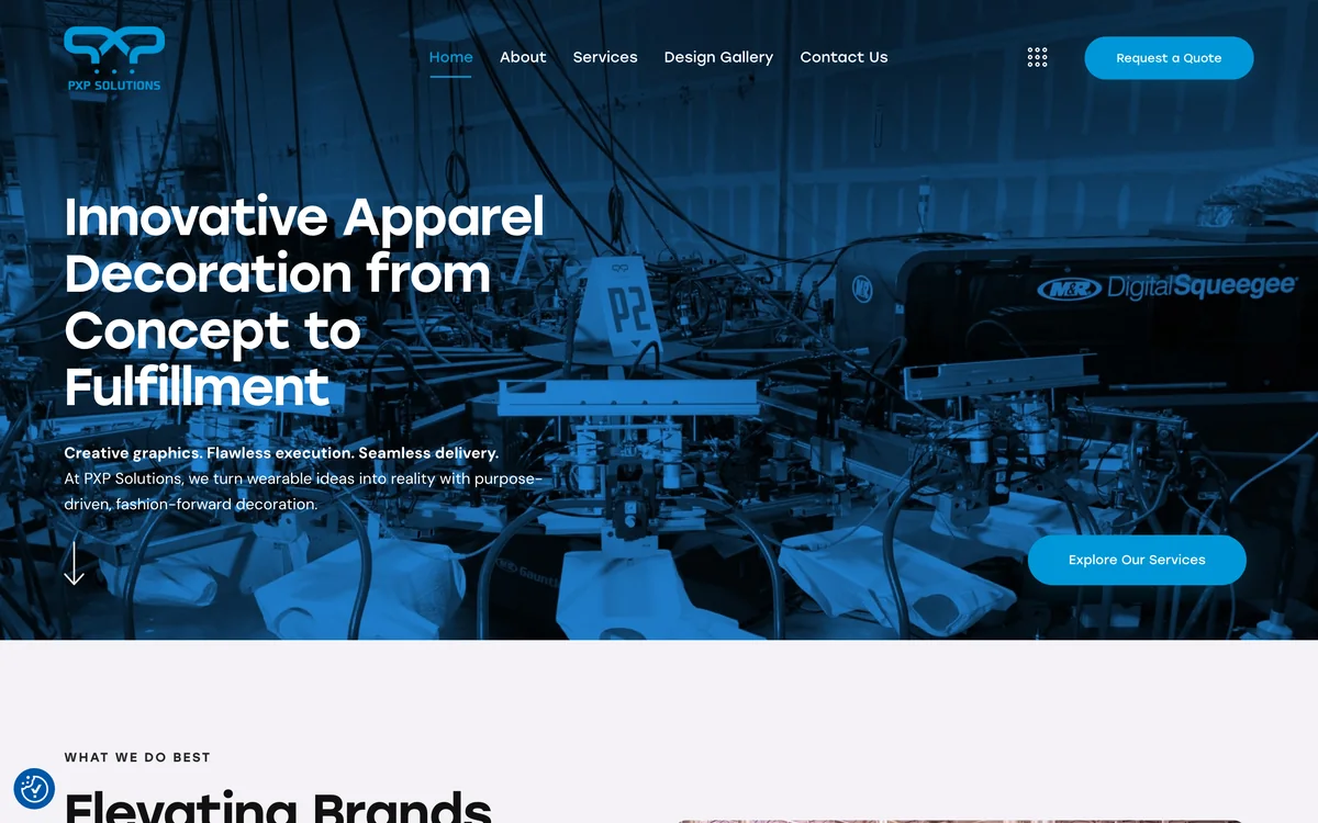 PXP Solutions website homepage