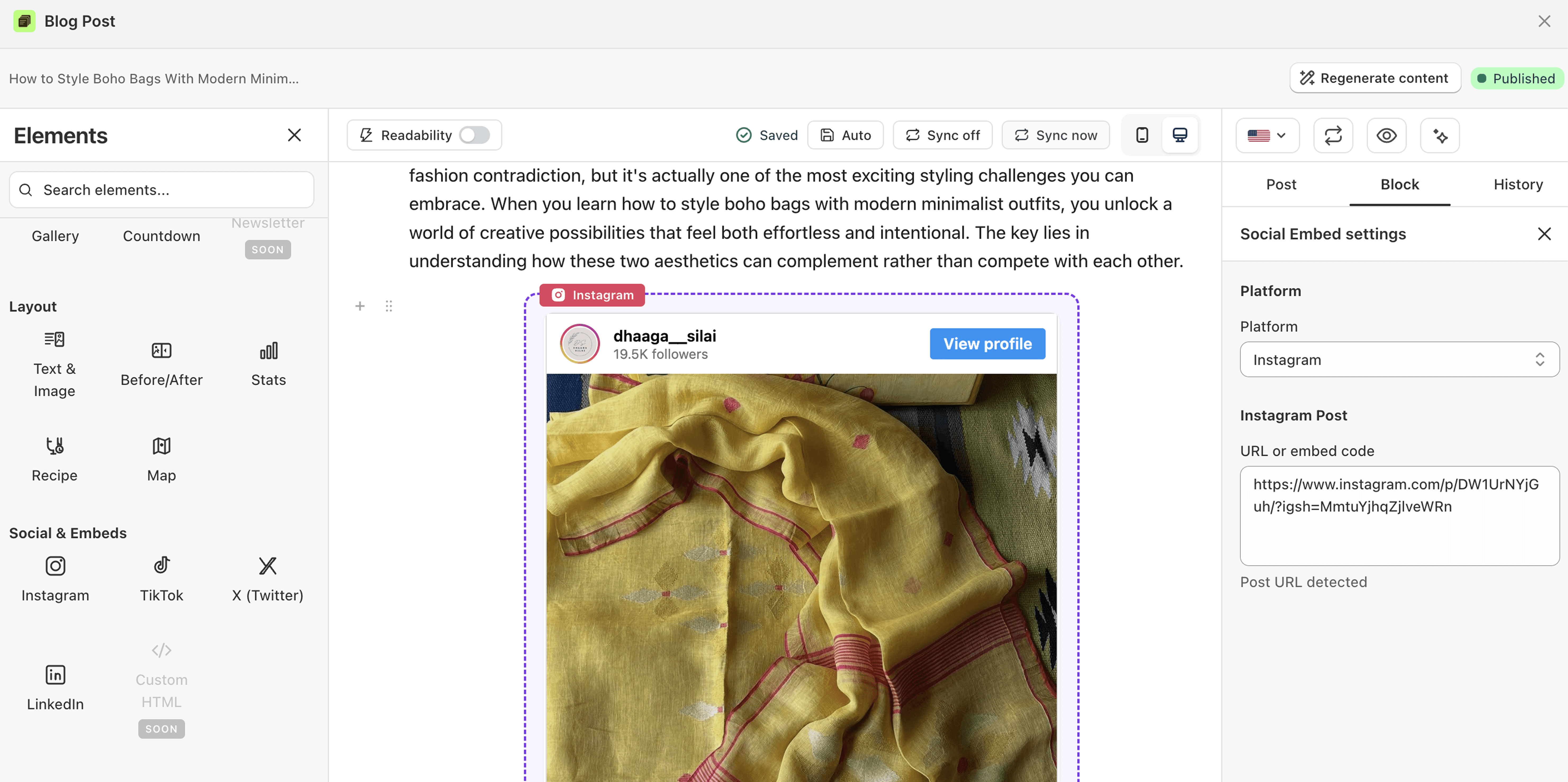 How to embed Instagram posts to a blog post in Shopify?