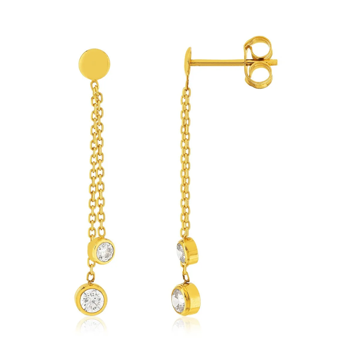 Boucles d'oreilles en or jaune 375 sertie de oxydes de zirconium