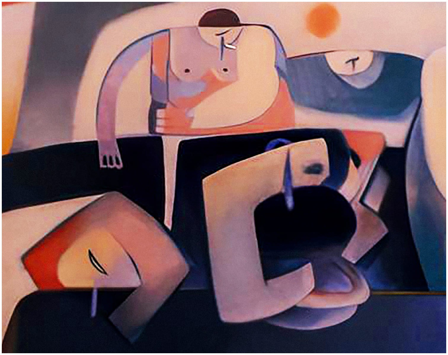 Close-up of intertwined abstract figures emphasizing balance and geometric composition.