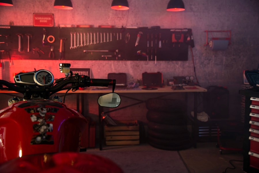 Custom motorcycle garage
