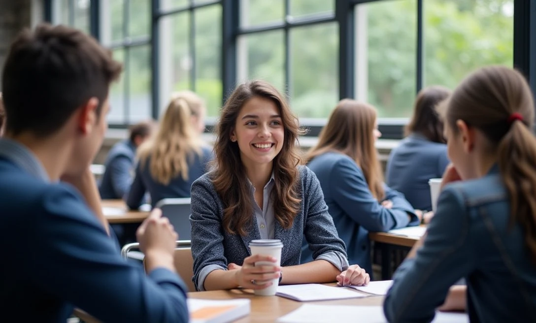 des étudiants qui parlent à une association