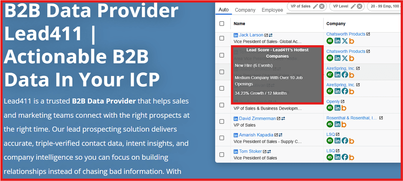 Lead411 lead scoring