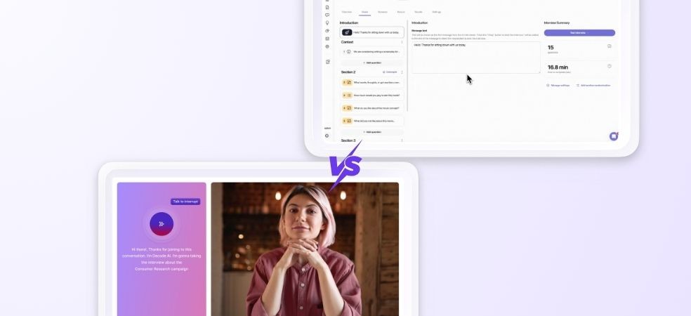 Outset AI Dashboard vs Decode dashboard for AI Moderator