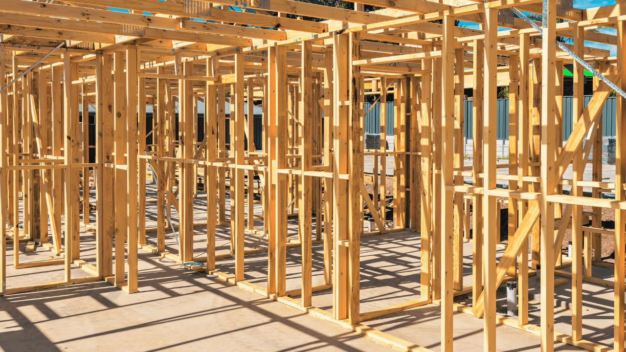 Residential construction wooden beams 