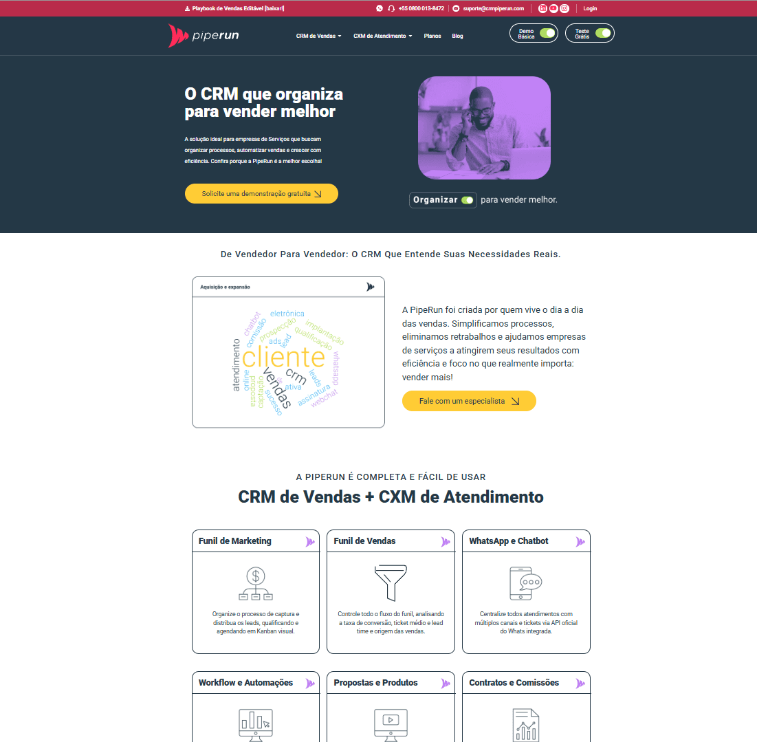 Website antigo do CRM PipeRun