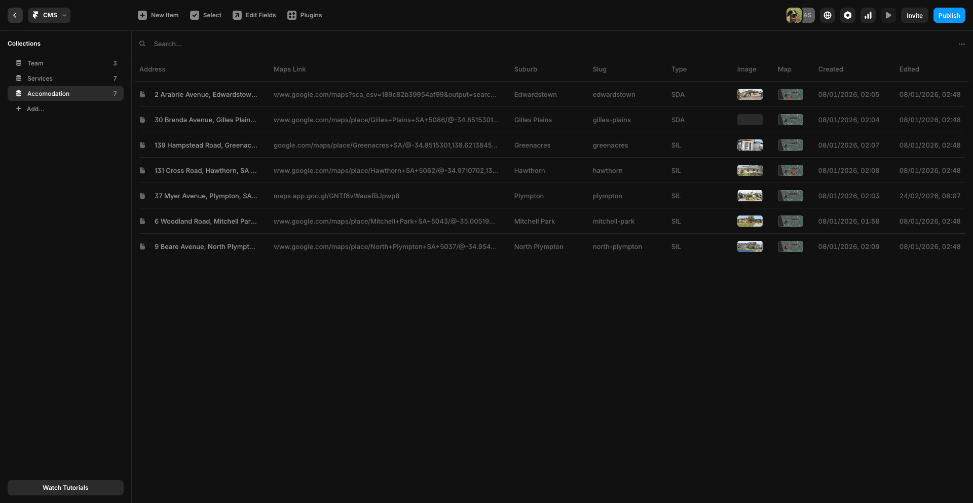 Framer CMS setup for KinAya website
