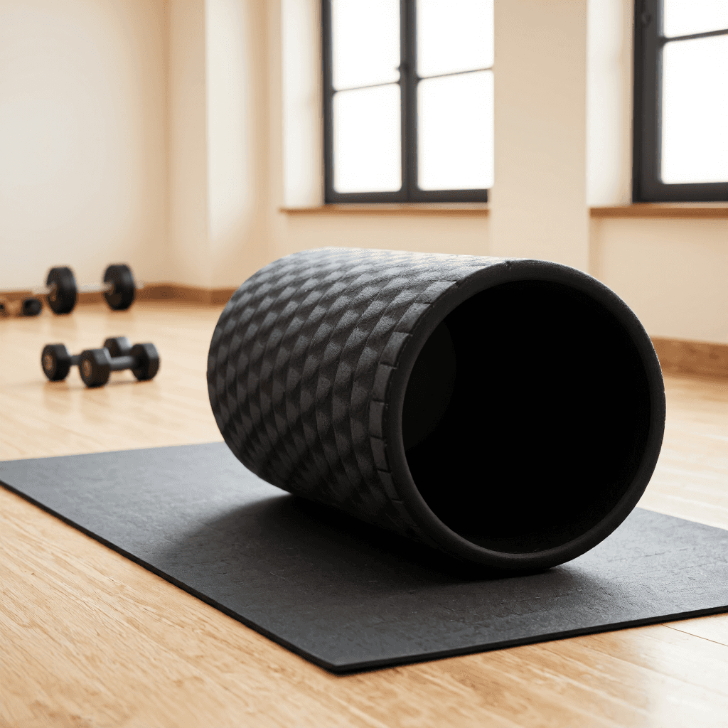 product photography of a textured grip handle for tools or sports equipment