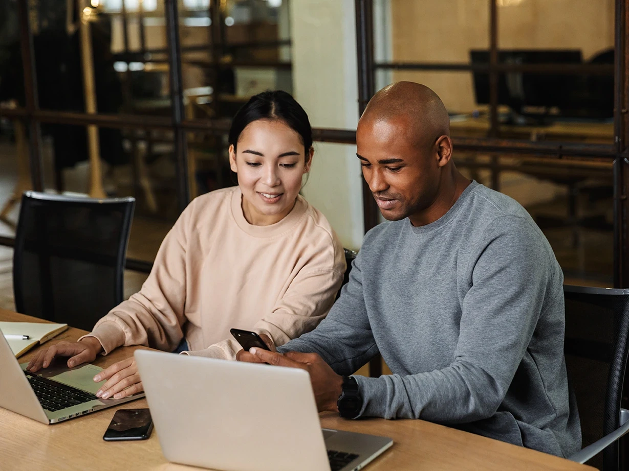 Co-worker working on a app