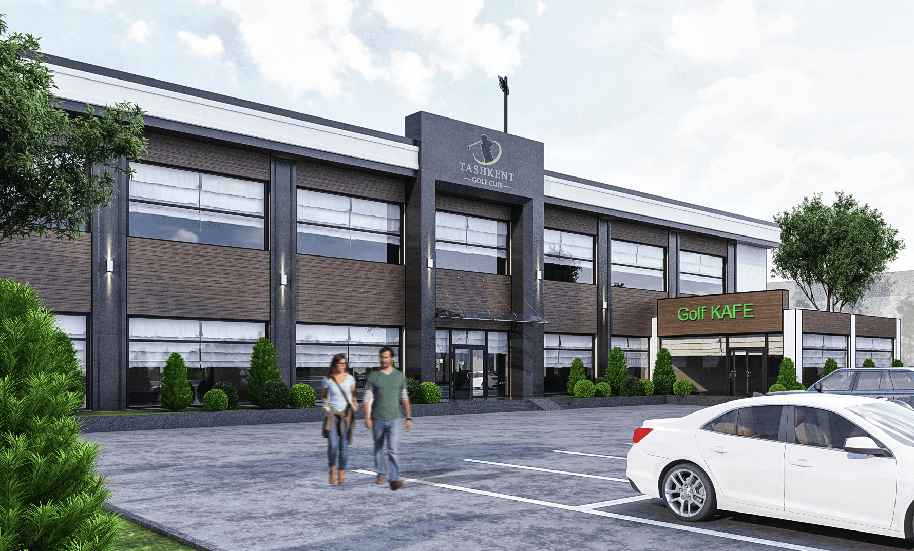 Архитектурный рендер гольф-клуба в Ташкенте Проект гольф-клуба г.Ташкент