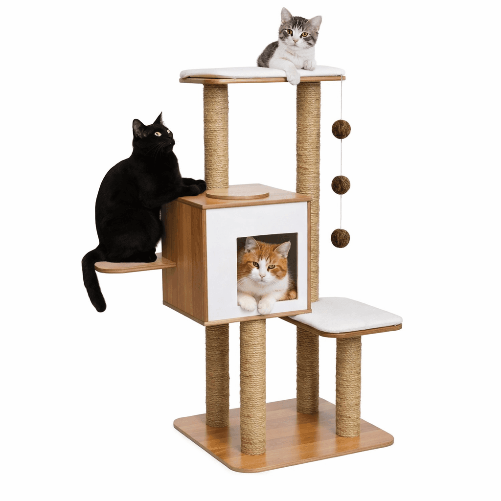Catit Vesper High Base cat trees have a modern design.