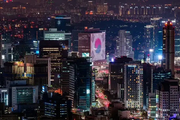 gebouwen en de vlag van Zuid-Korea