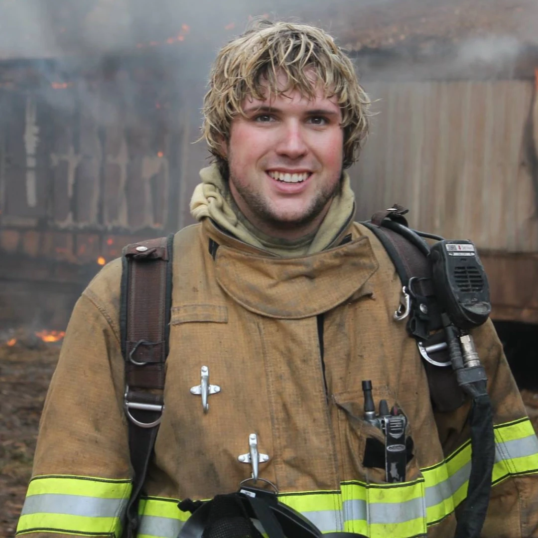 Sam in fire gear