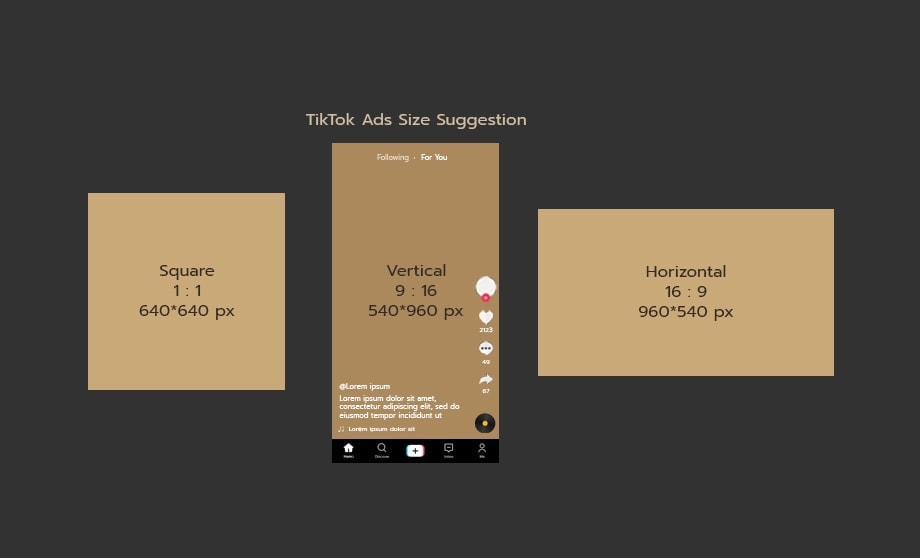 ภาพขนาดคลิปวิดีโอ TikTok Ads