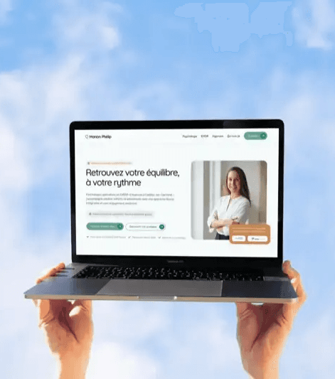 Aperçu d'un site vitrine conçu pour une psychologue, affiché sur un MacBook