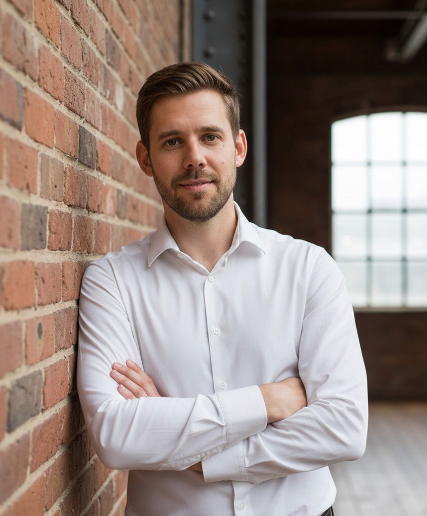 Smiling man energy consultant