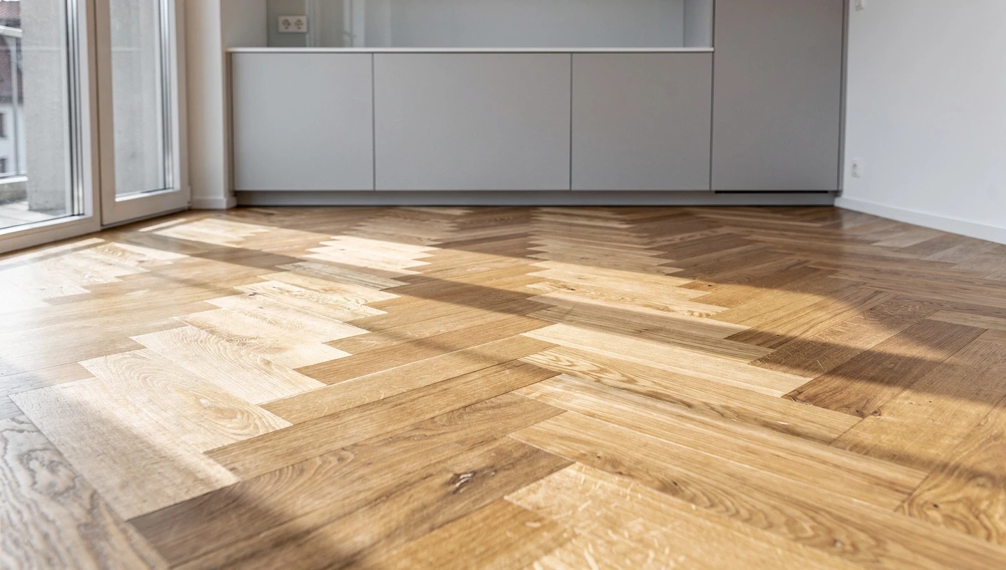 Pose parquet chêne chevrons appartement rénové Suisse romande artisan qualifié TOR Rénovation