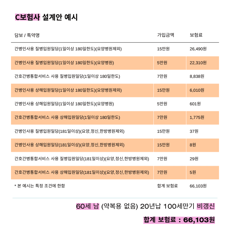 C보험사 설계안 예시