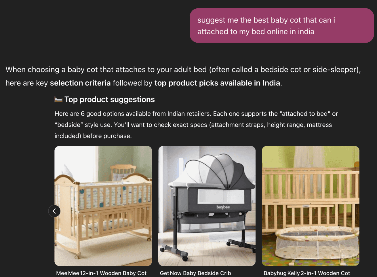 RESULT : BABY COTS: