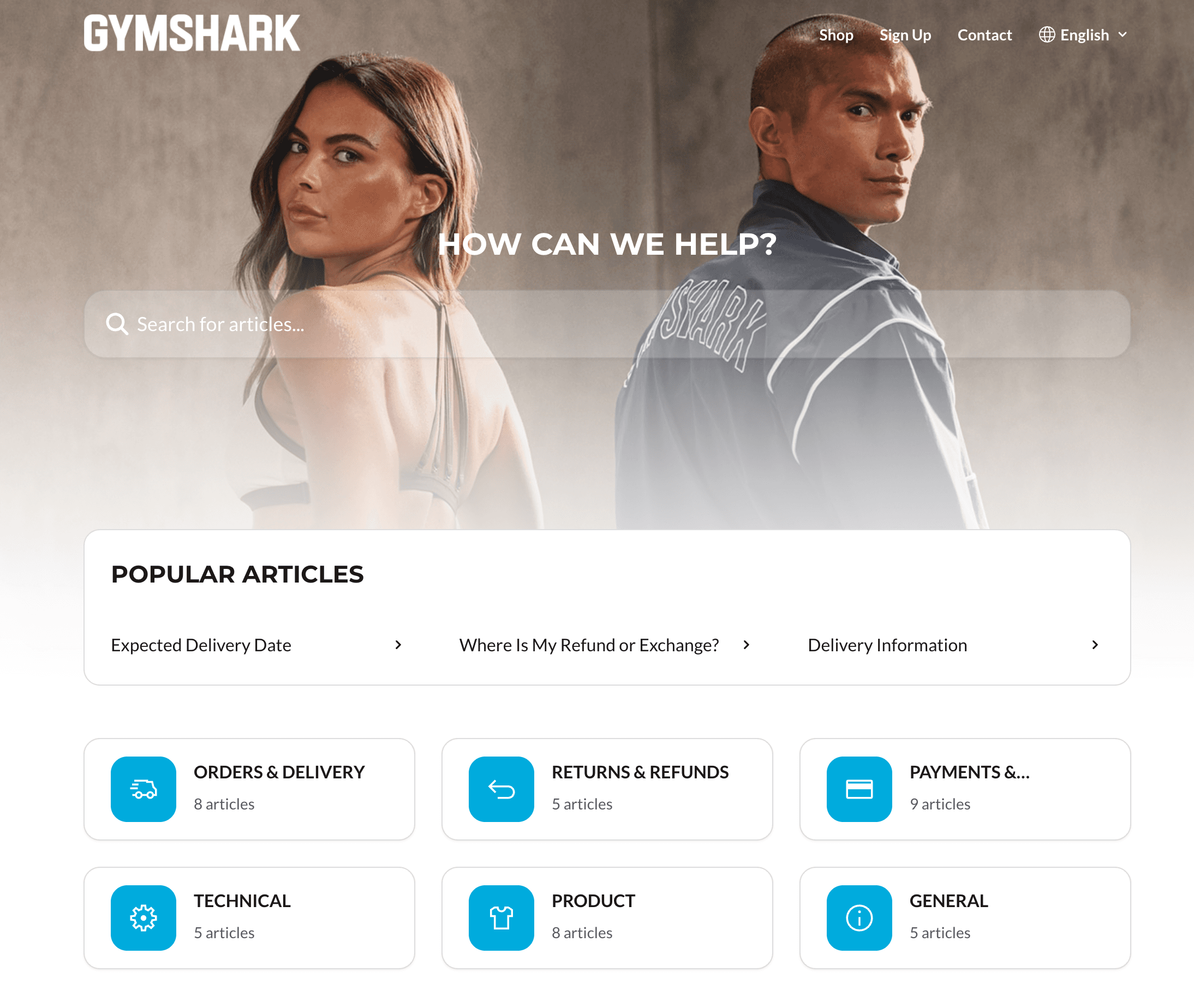 Gymshark FAQ page