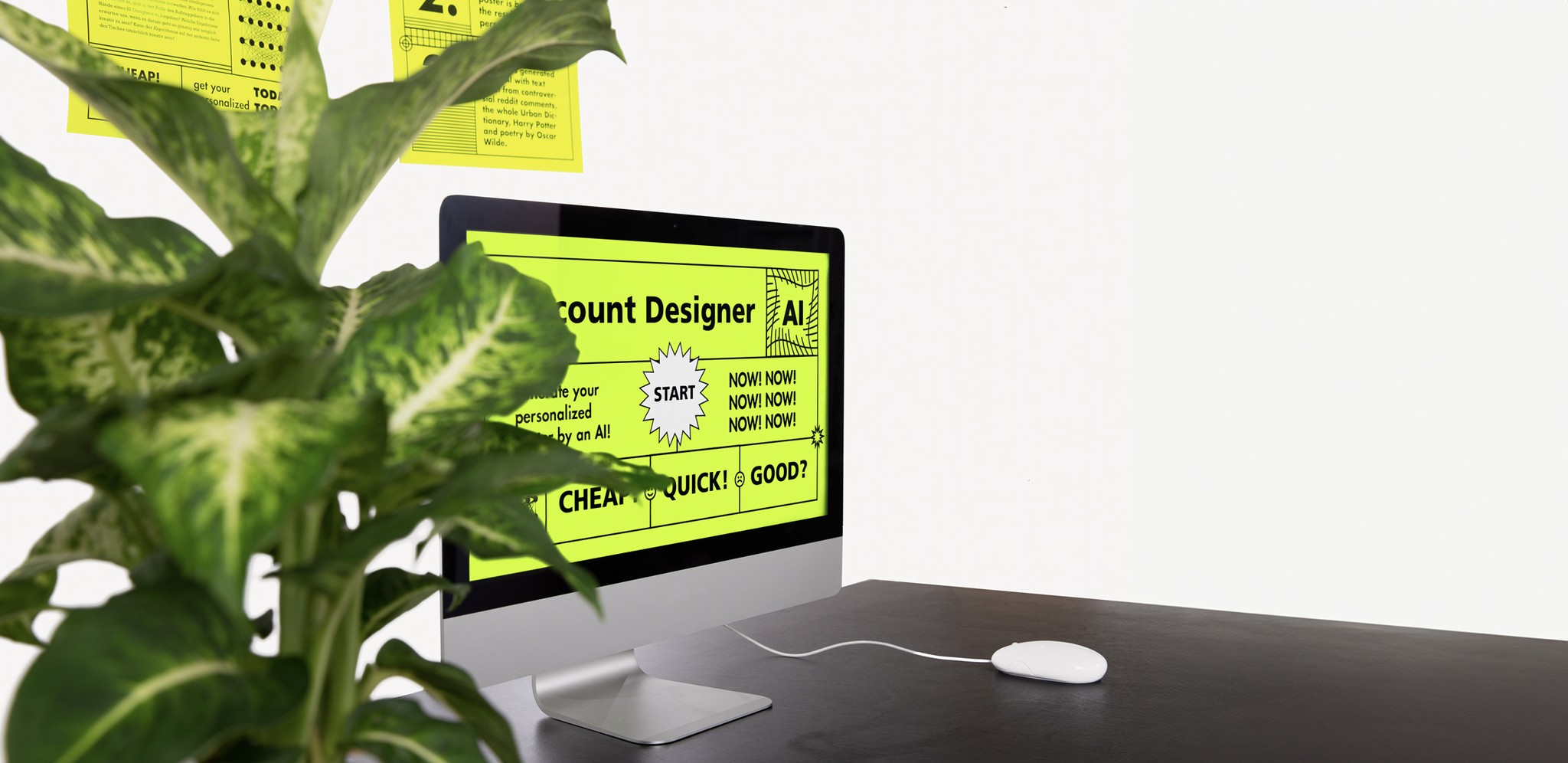 A Mac computer on the table with the start screen of the Discount Designer