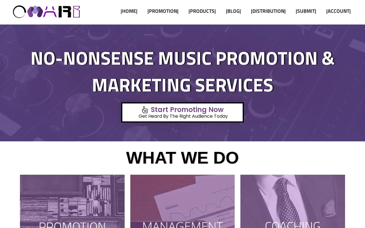 Screenshot of the Omari MC website