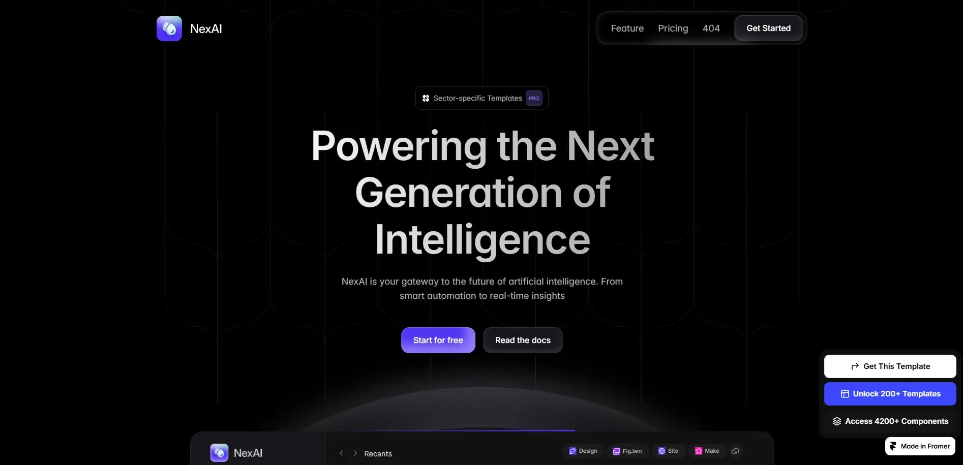 nexai lite ai startups framer template