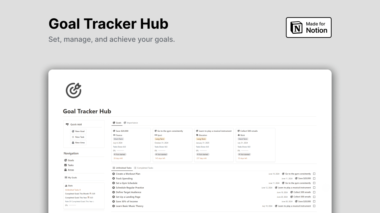 Notion Goal Tracker Hub