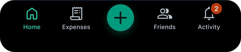Tab bar: Active tab, badge and the center Add button