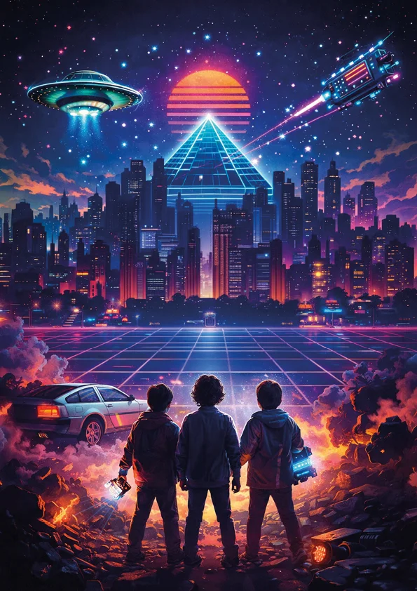 Décor rétro futuriste de la chambre Kids’86 The Project inspirée du cinéma des années 80