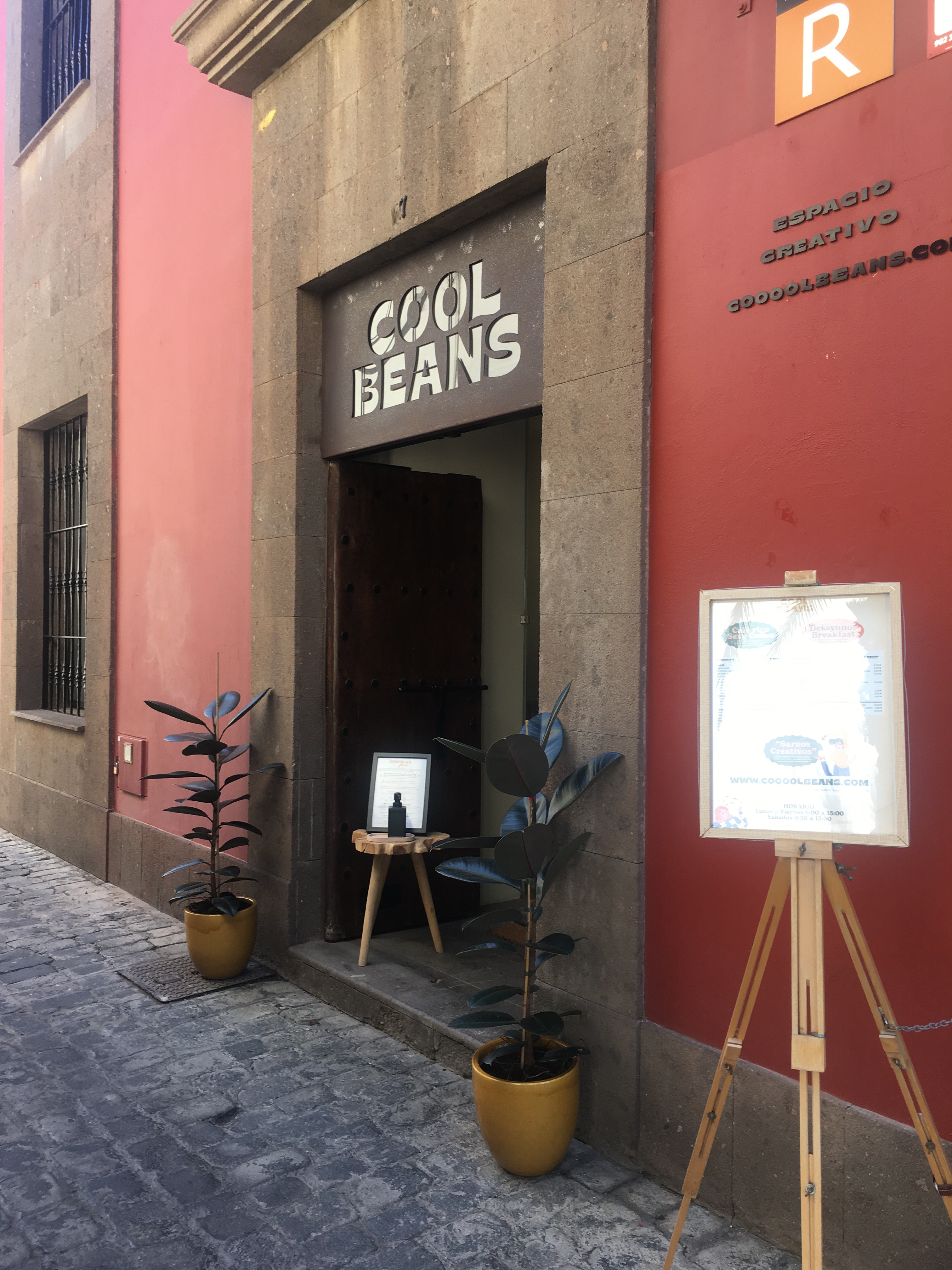 The entrance of Cool Beans coffee shop in Las Palmas