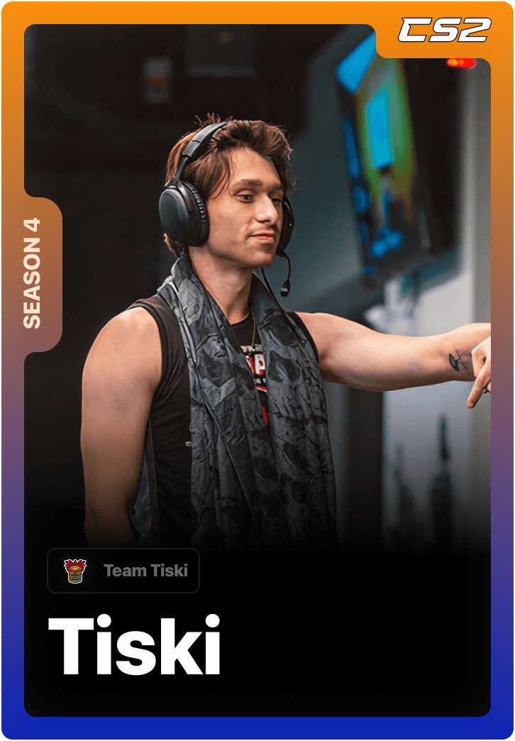 Tiski professional CS2 player competing in the 1v1Me Counter-Strike 2 esports league