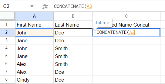 Concatenate First Name