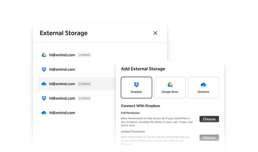Xmind cloud storage sync for accessing mind maps from various drives.