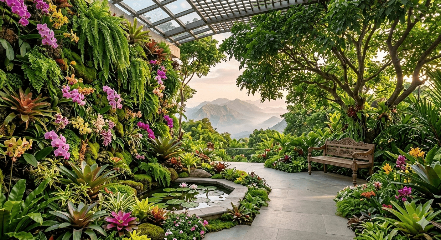 Lush landscaped botanical gardens and green spaces in Sector 79 residential project