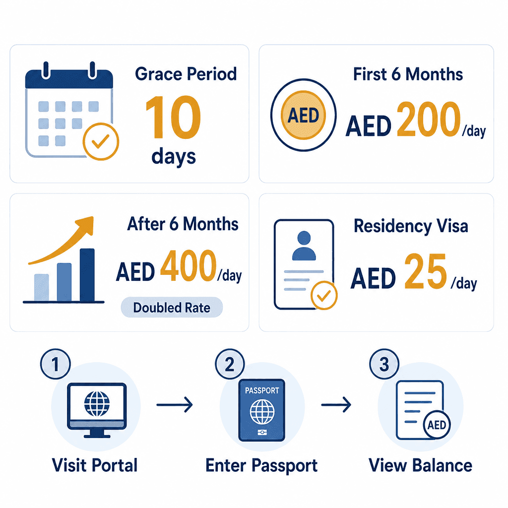 Infographic: UAE Overstay Fine Check - How to Check and Pay Visa Fines Online