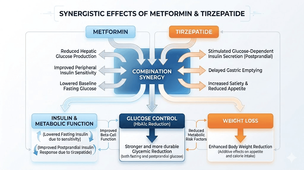 Synergistic benefits of combining metformin and tirzepatide for weight loss and blood sugar control