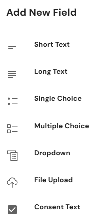 Different form fields for event registration online.