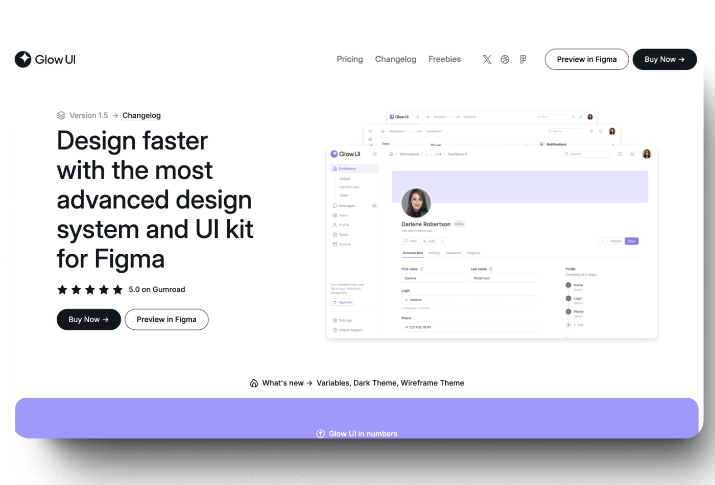 Glow UI figma UI kit