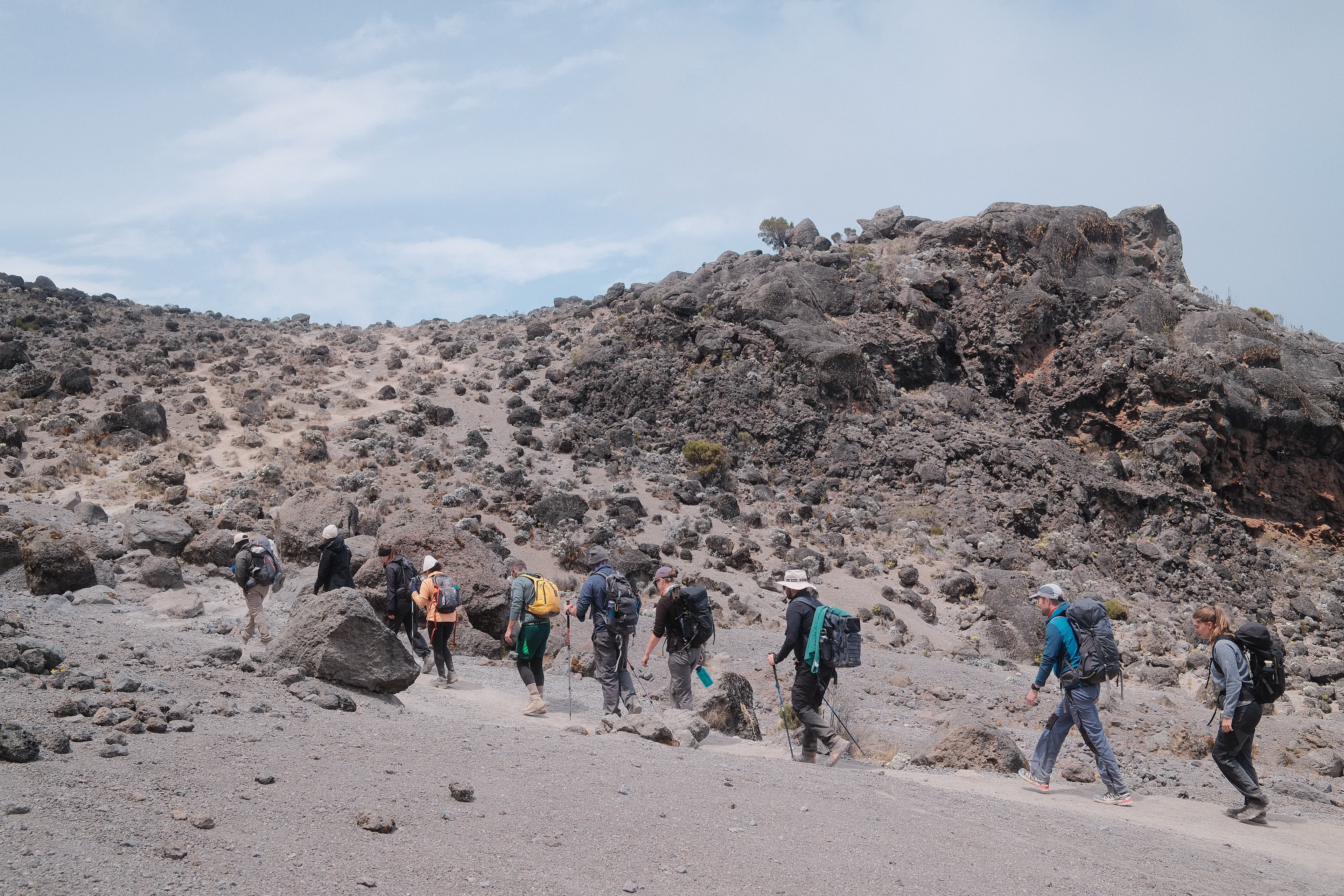 Kilimanjaro Climbers making their wy to karanga camp