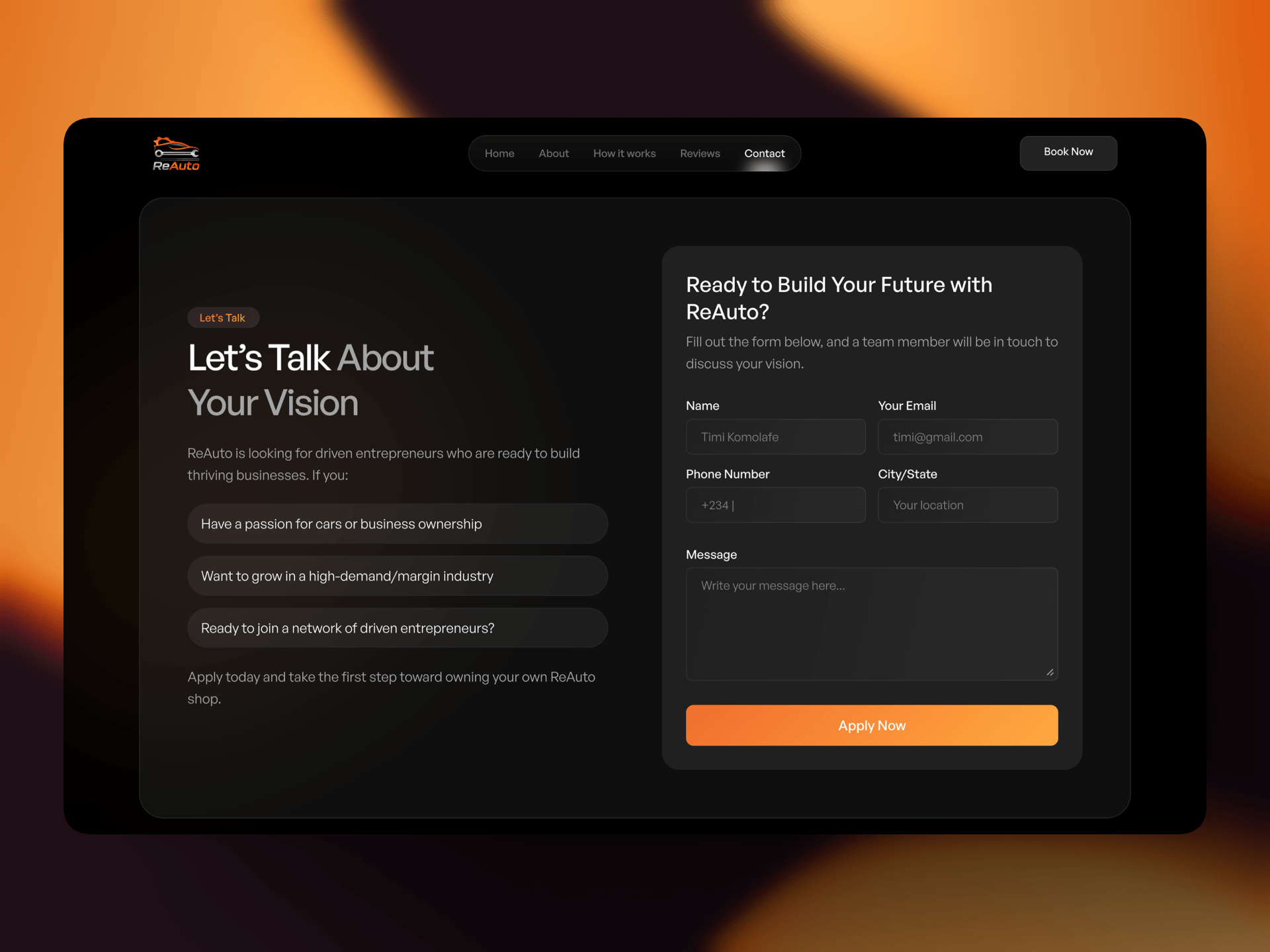Reauto Framer project mockup 5
