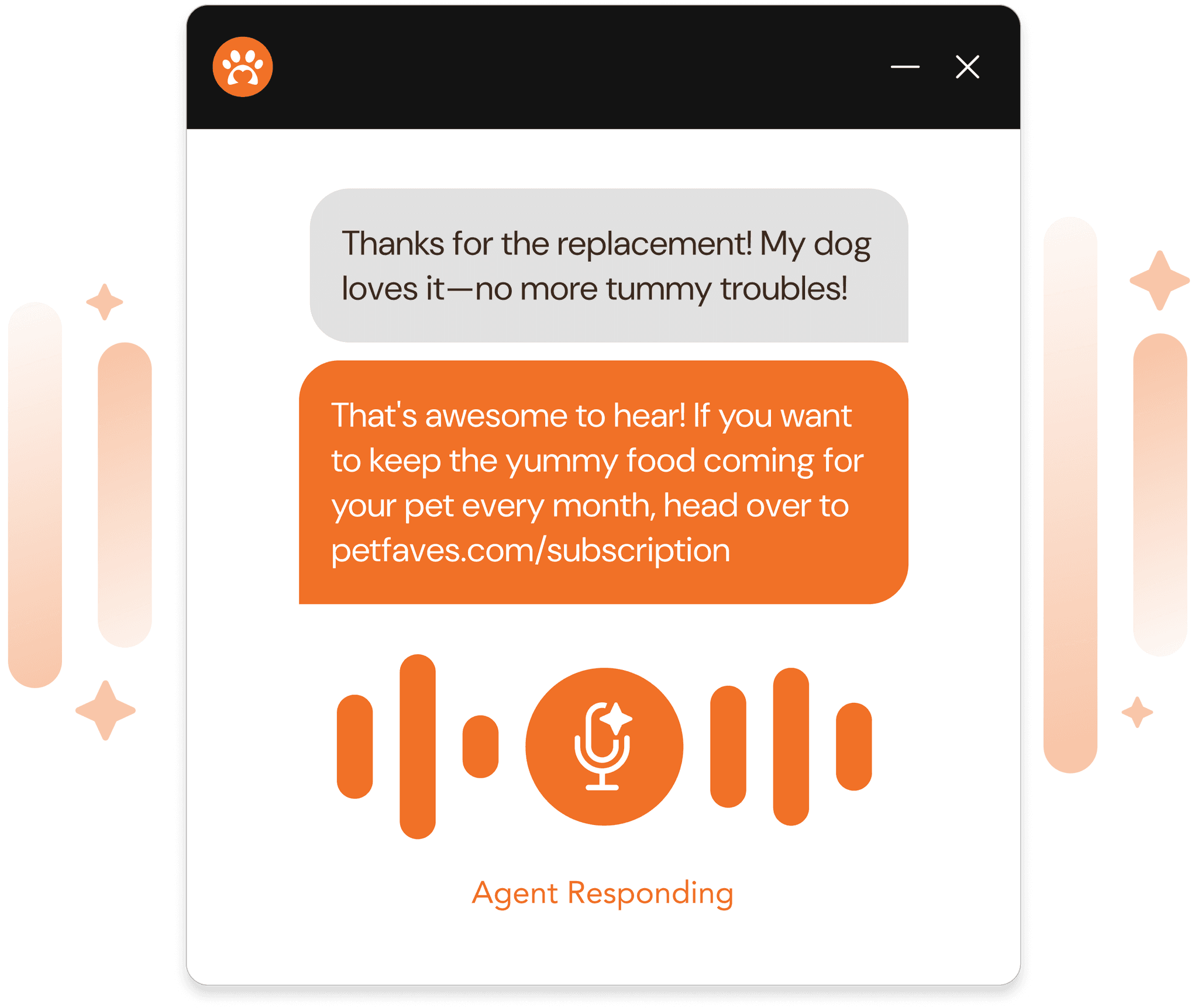 Text chat: "I have been waiting for my order for 2 weeks! I'm never ordering from you again!" - Showing that the sentiment detected is "Anger"  